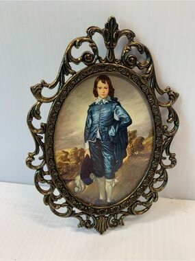 Ornate Blue Boy Portrait Art Print in Antique-Style Frame